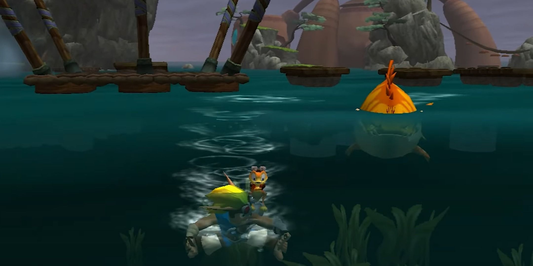 JAK swimming in Lurker Shark in Jak & Dexter: Prejudice Legacy.