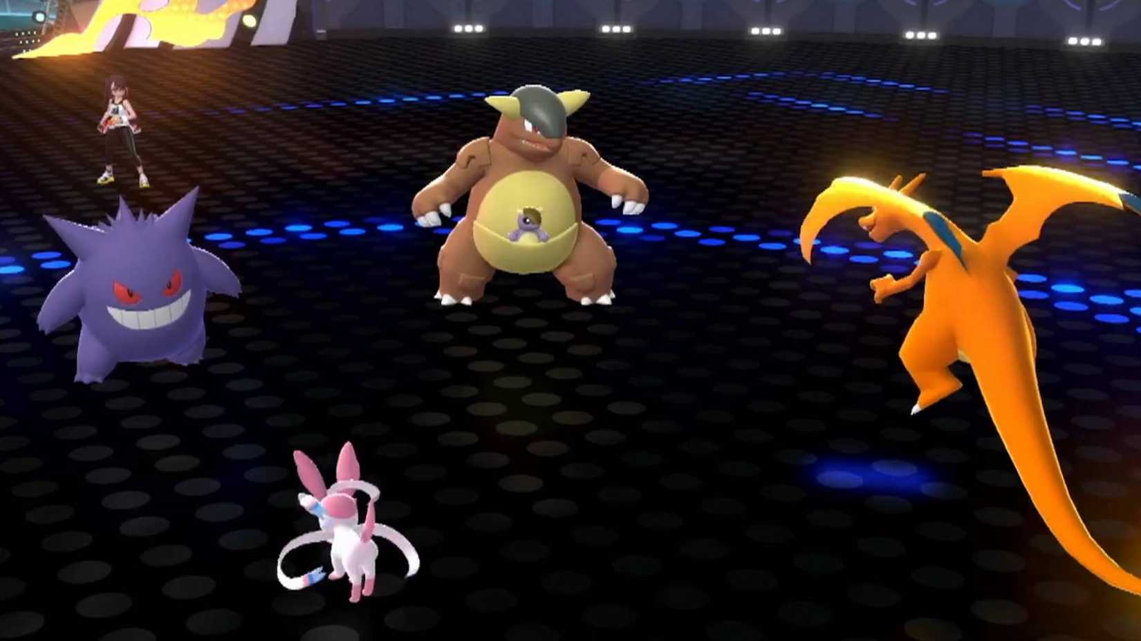 Kangaskhan, Sylveon, Gengar and Charizard in Pokemon Champions.