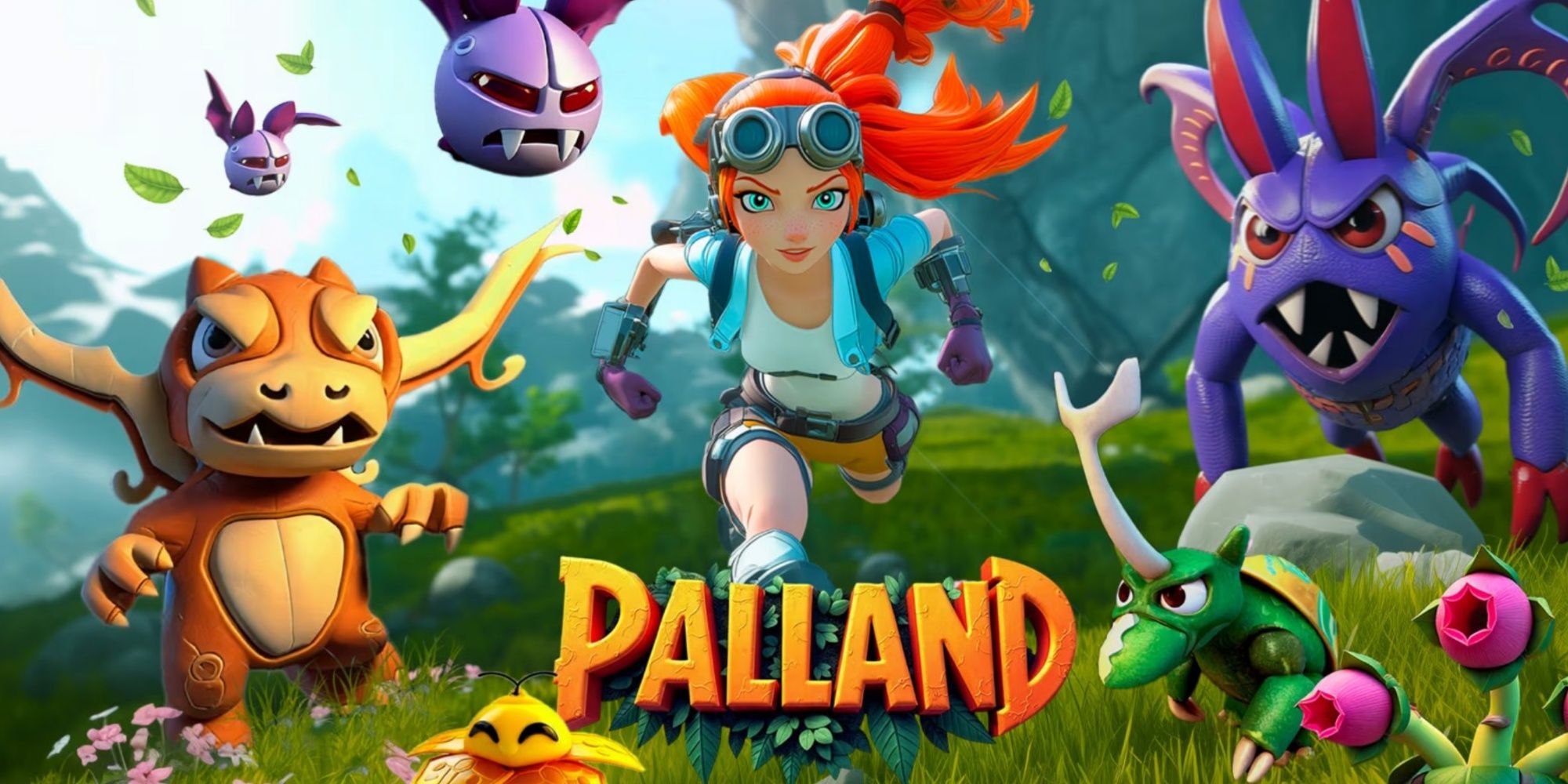 PALLAND poster with a protagonist running towards the screen and various creatures around it.