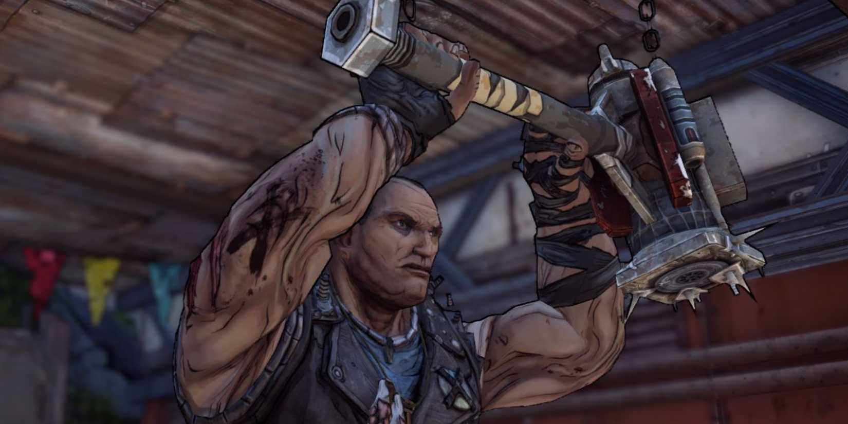 Brick grabbing a big hammer with both hands in Borderlands.