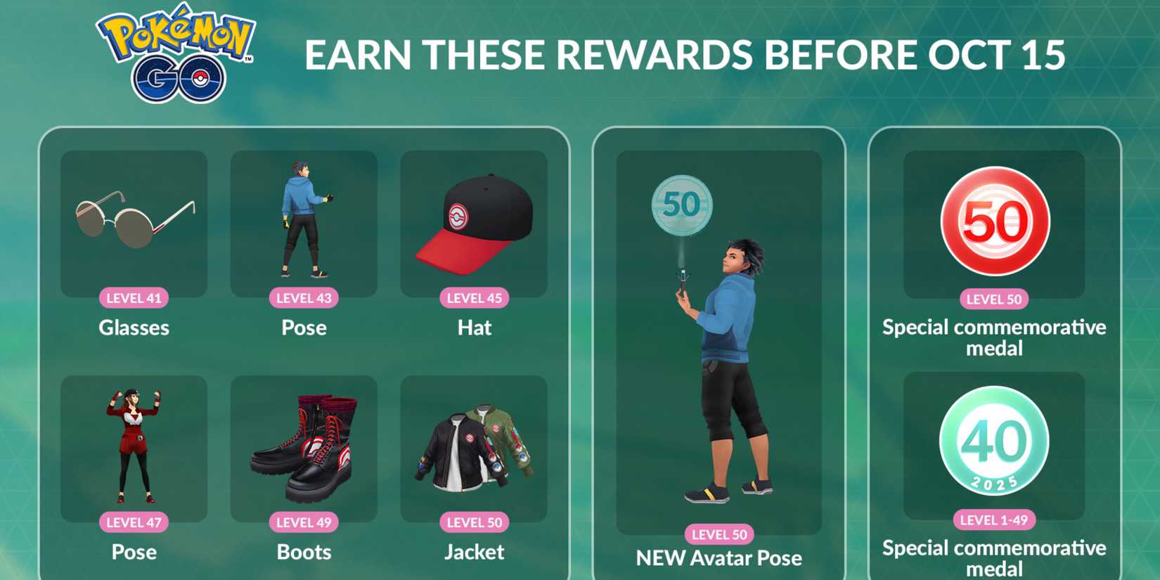 Pokemon Go items that need to be unlocked before October 15.