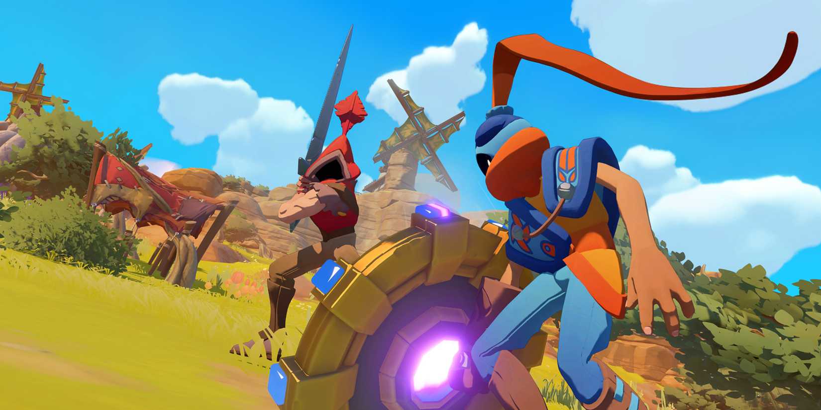 The knight defends against an enemy.