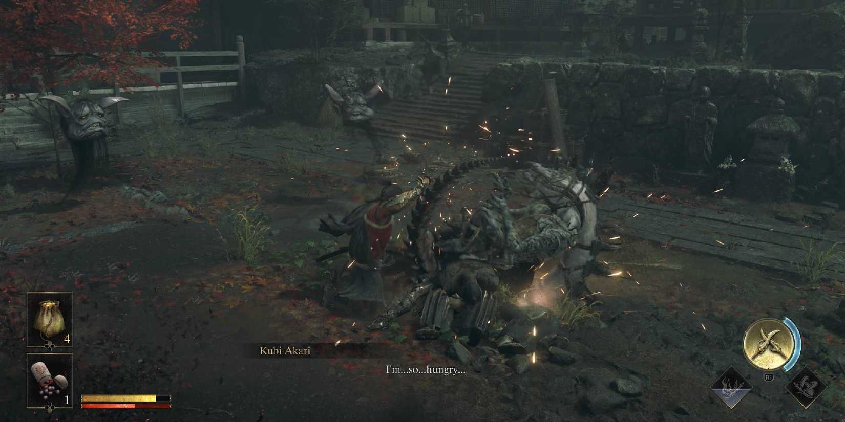 Onimusha Deflecting Spinning Enemy Attack.