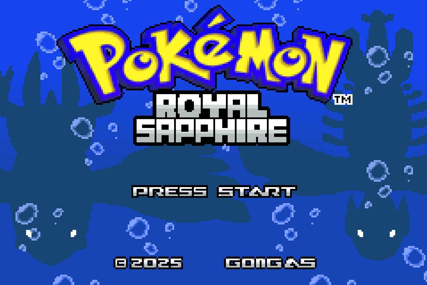 Pokemon Royal Sapphire Press Start Main Screen.