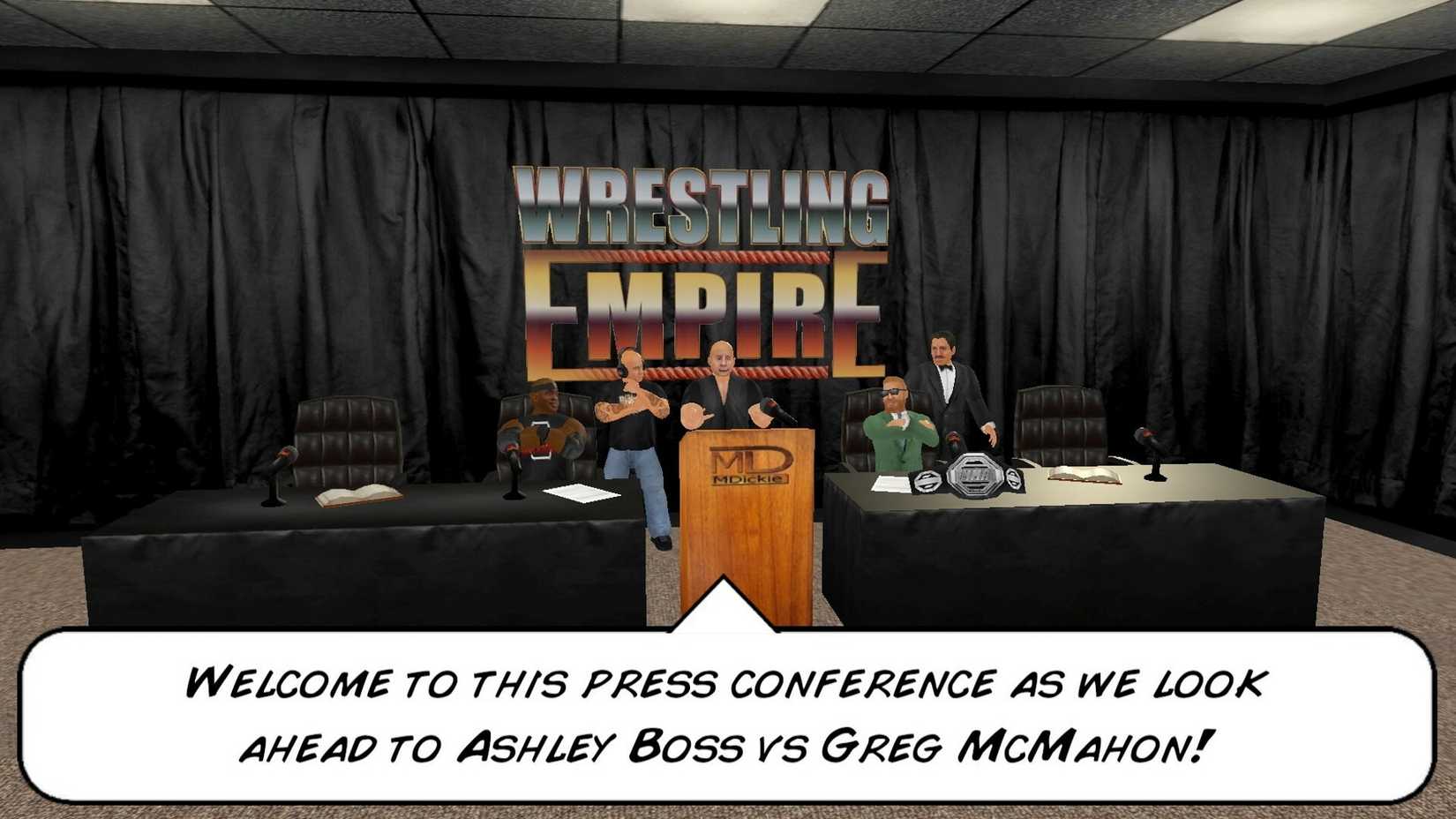 A press conference in Wrestling Empire.
