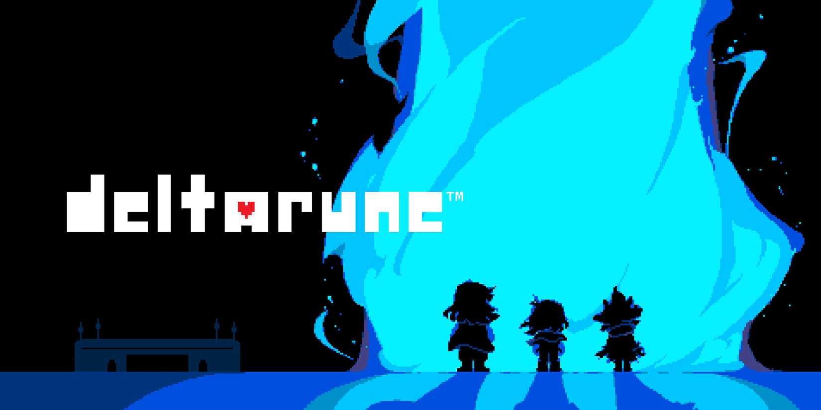 The heroes look at a fountain in Deltarune.