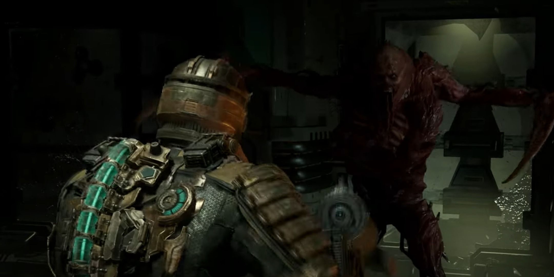 Hunter Necromorph hunting hunts Isaac from Dead Space remake.