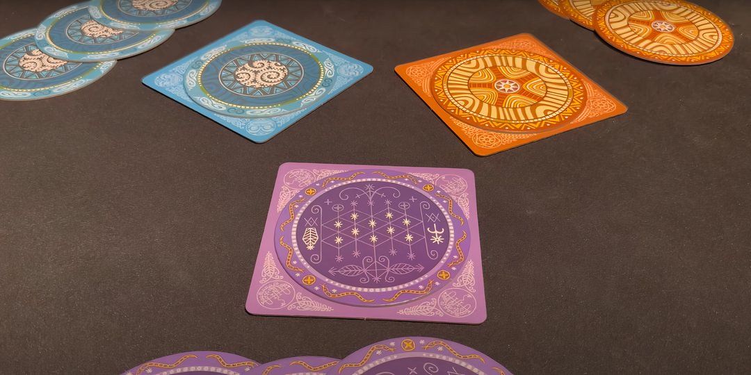 Beginning of the skull board game set up for three players.