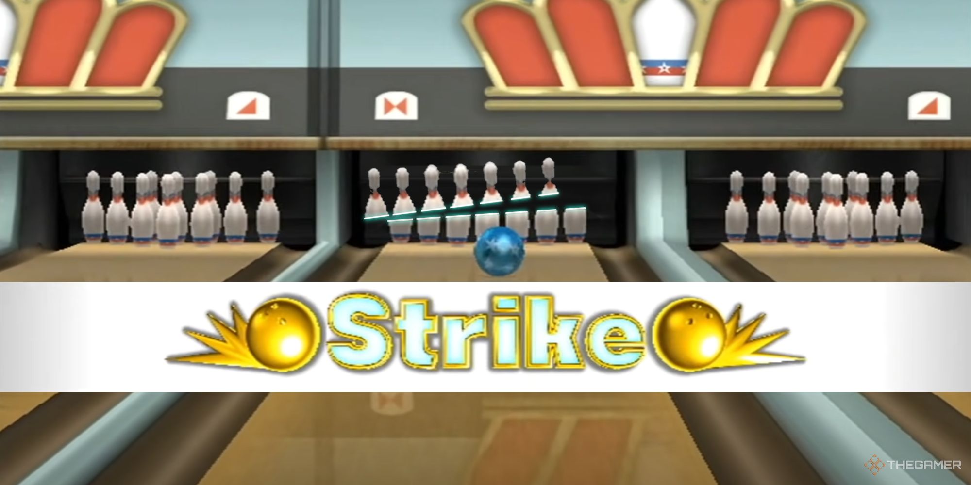 Wii Sports Resort bowling but the pins are plasma cut in half