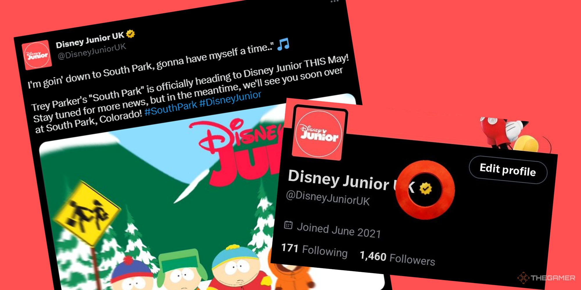 A fake Twitter announcement that says that South Park will be on Disney Junior 