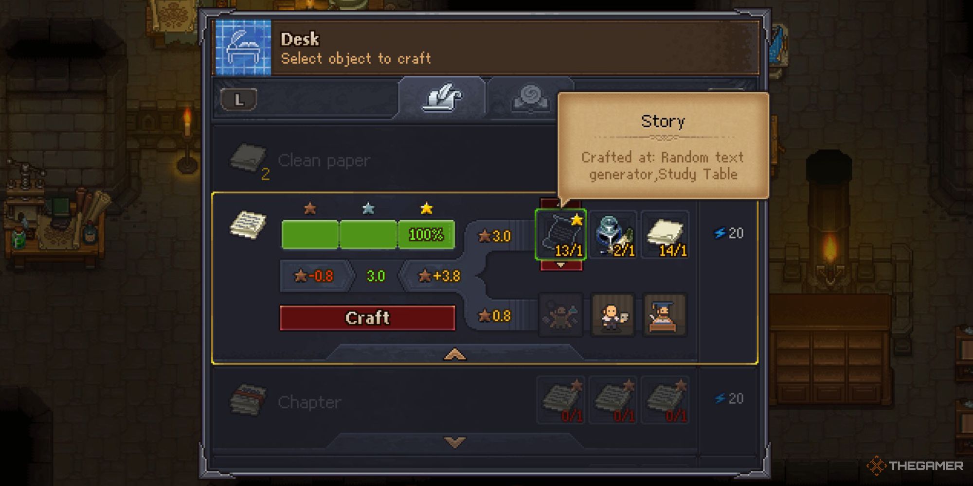 Graveyard Keeper Screenshot of the Note Crafting Menu