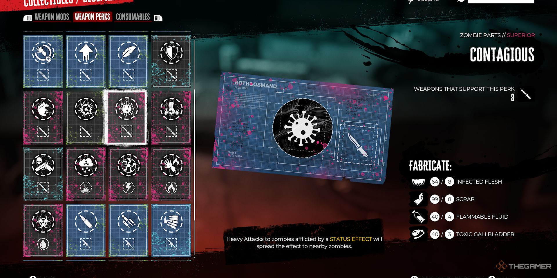 Image shows the contagious Perk in Dead Island 2