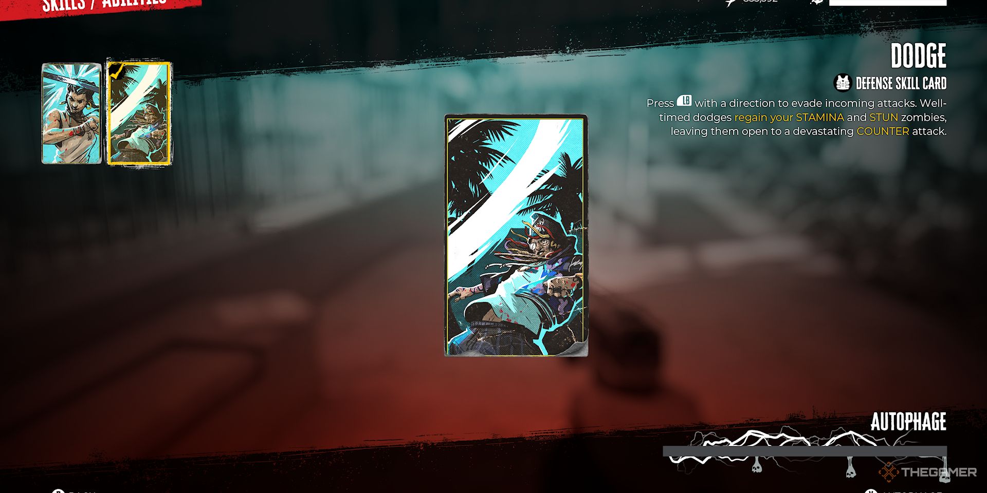 A screenshot of the Dodge Skill Card in the inventory of Dead Island 2.