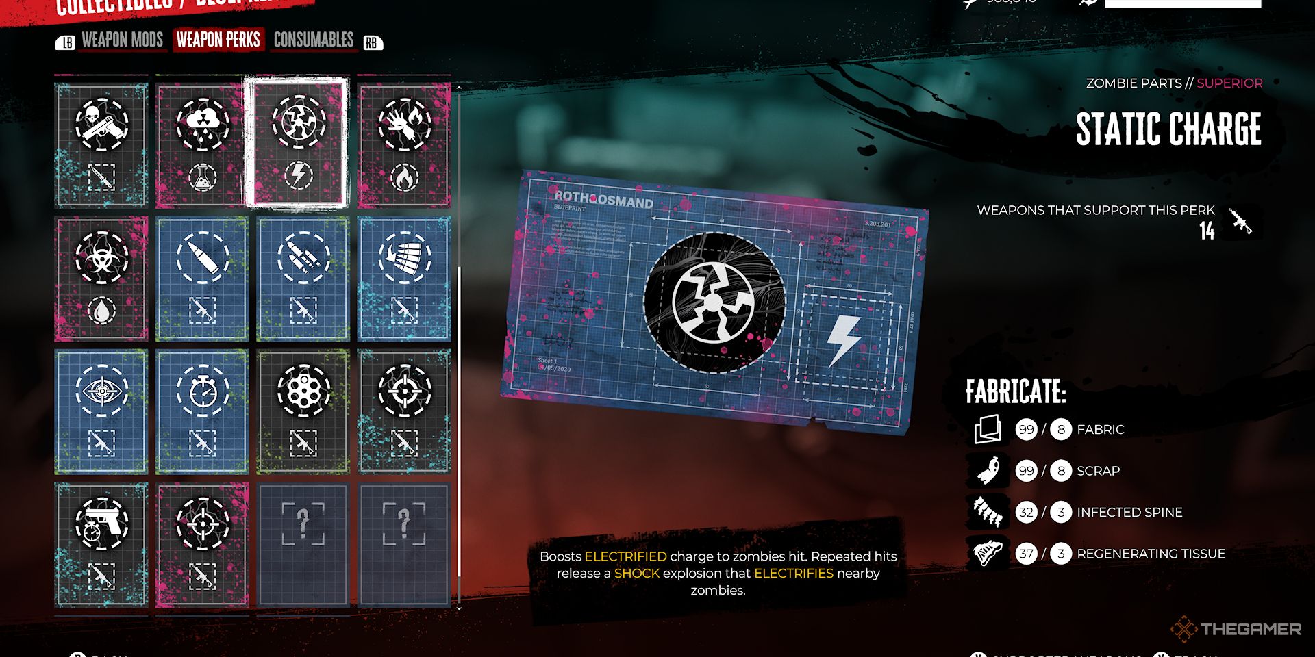 Image shows the Static Charge Perk in Dead Island 2
