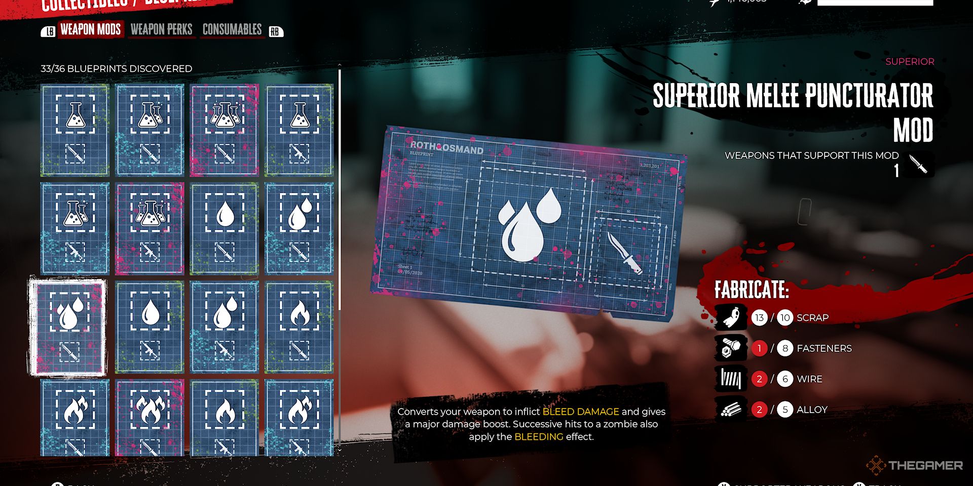 Image shows the Superior Melee Puncturator Mod in Dead Island 2