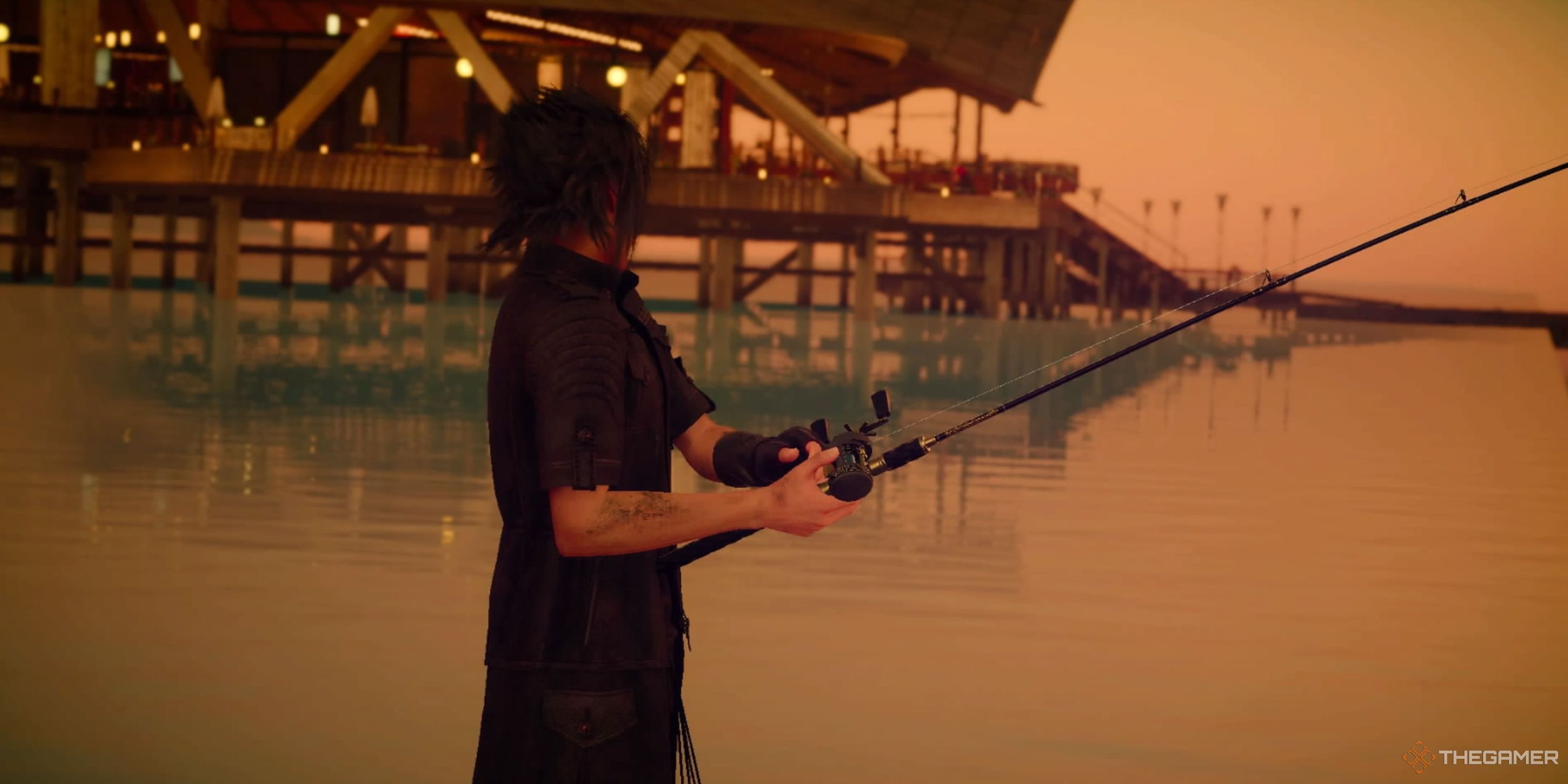 Noctis fishing in Final Fantasy 15