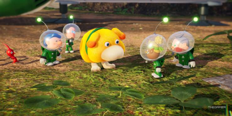 Oatchi and the Crew in Pikmin 4