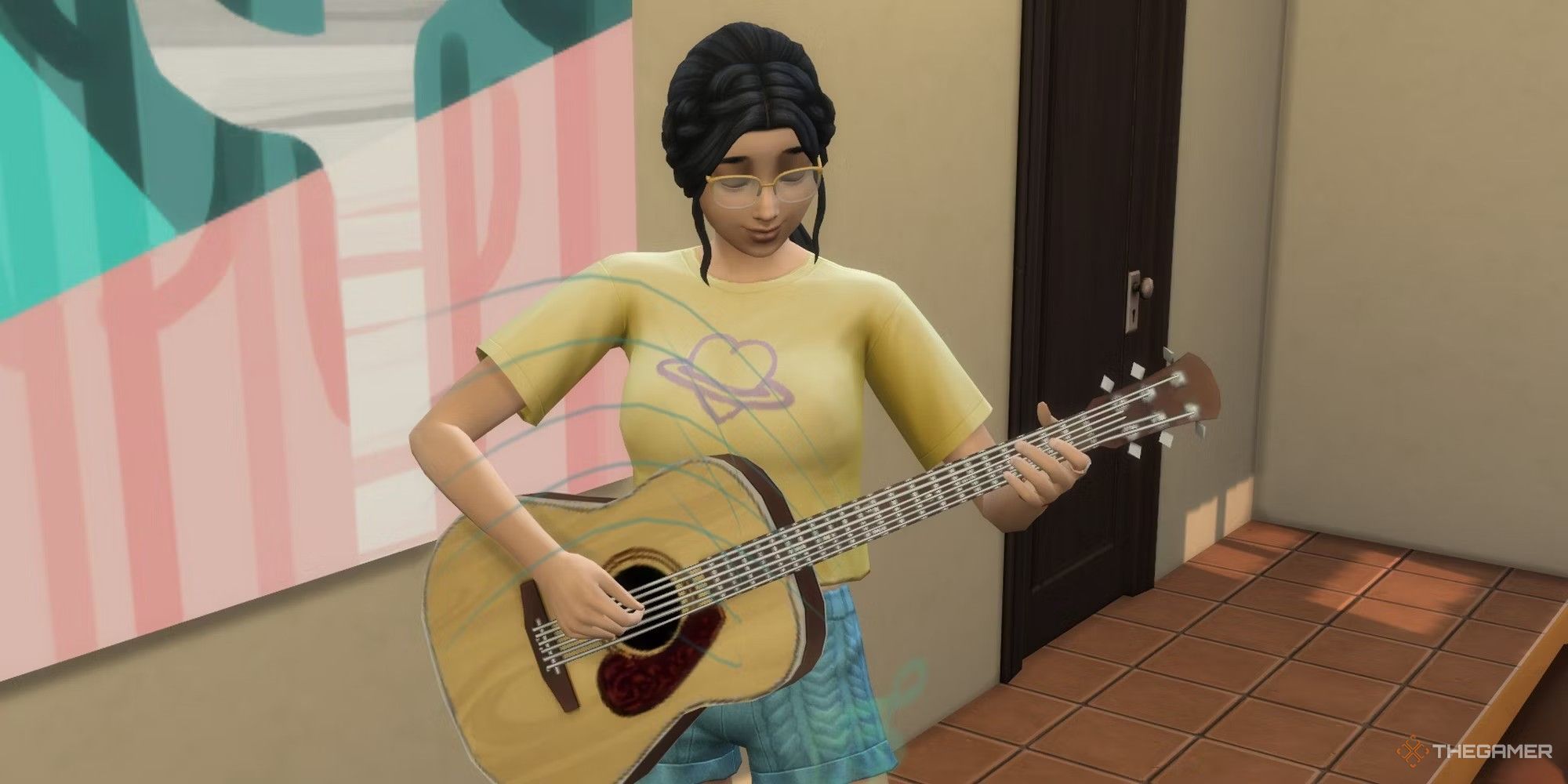 sims 4 write songs how to write a song sim playing guitar in her pajamas