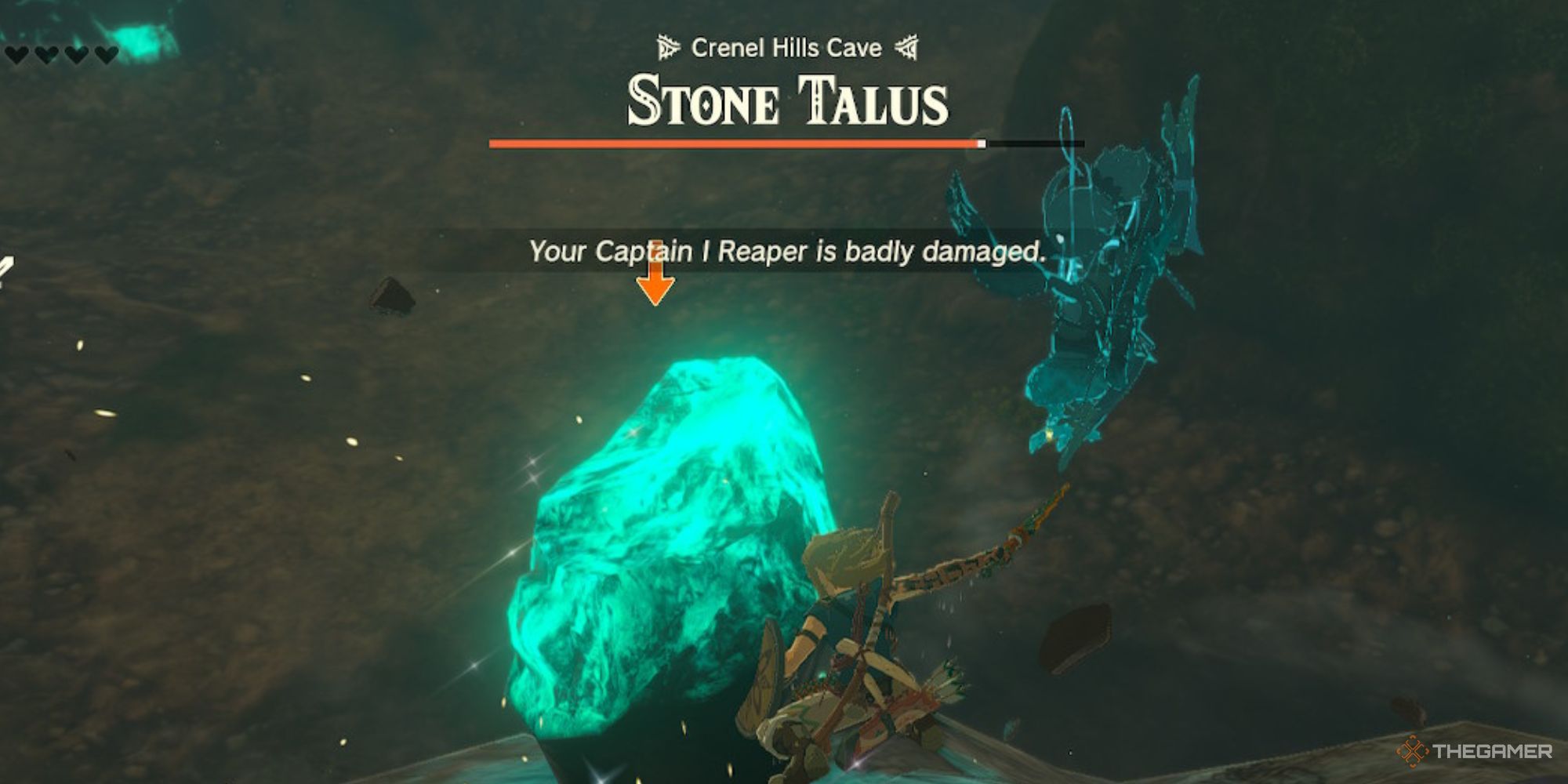 Link battling a Stone Talus in The Legend of Zelda: Tears of the Kingdom