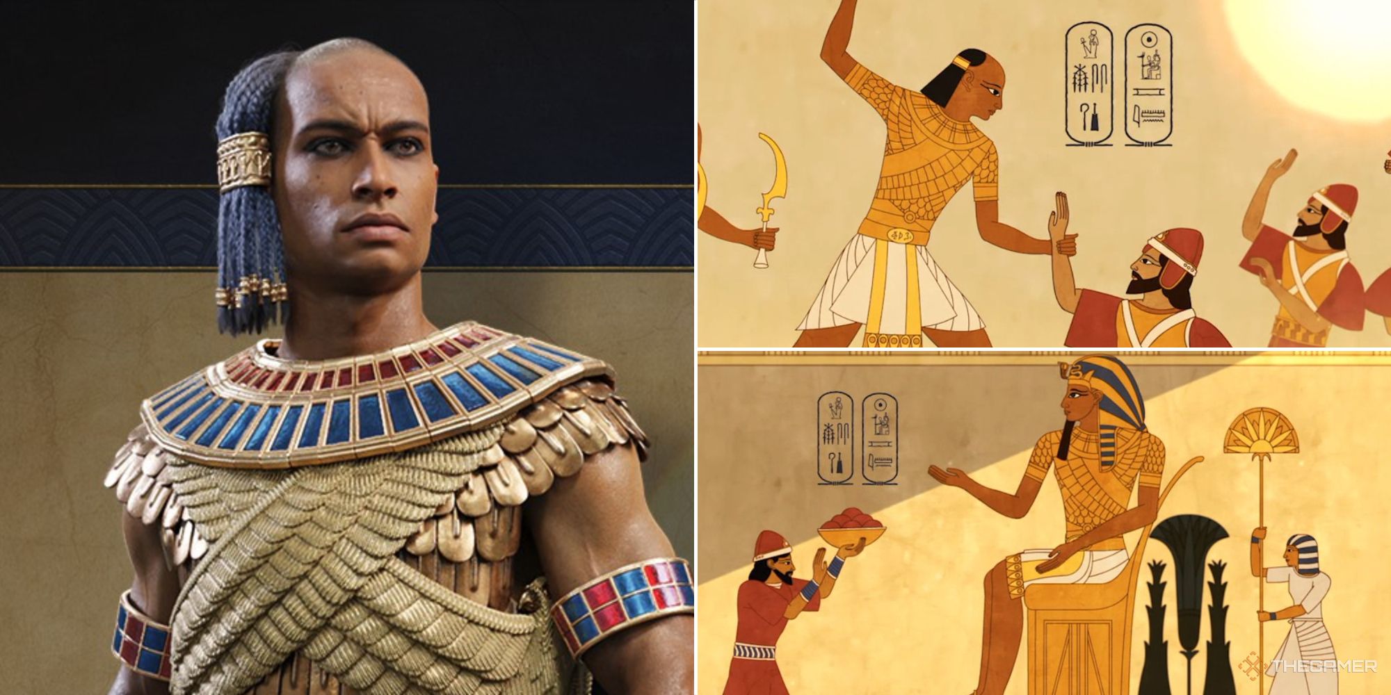 Ramesses III, both realistic and stylized, in Total War: Pharaoh