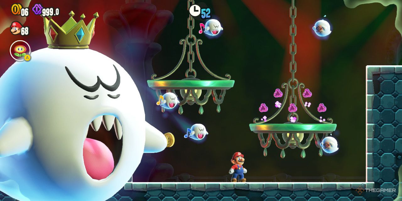 Super Mario Wonder - King Boo singing during the musical portion of Light-Switch Mansion-2