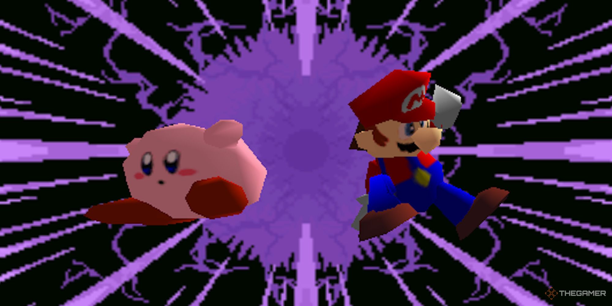 Super Smash Bros (N64) - Mario fighting Kirby