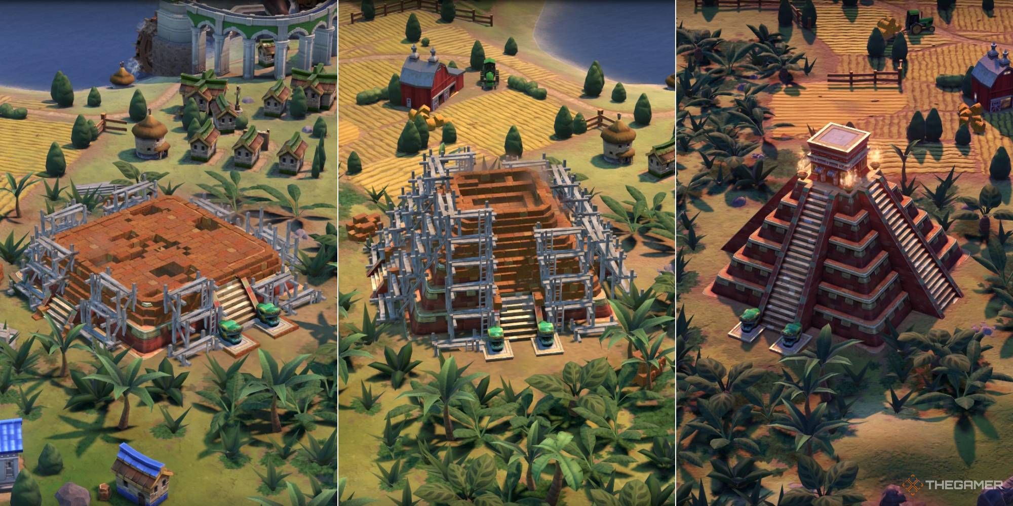Chichen Itza under construction in three stages in Civilization 6