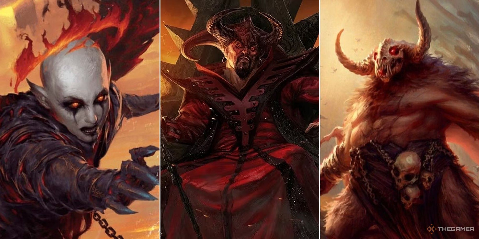 Dungeons & Dragons collage showing Zariel, Asmodeus and Orcus