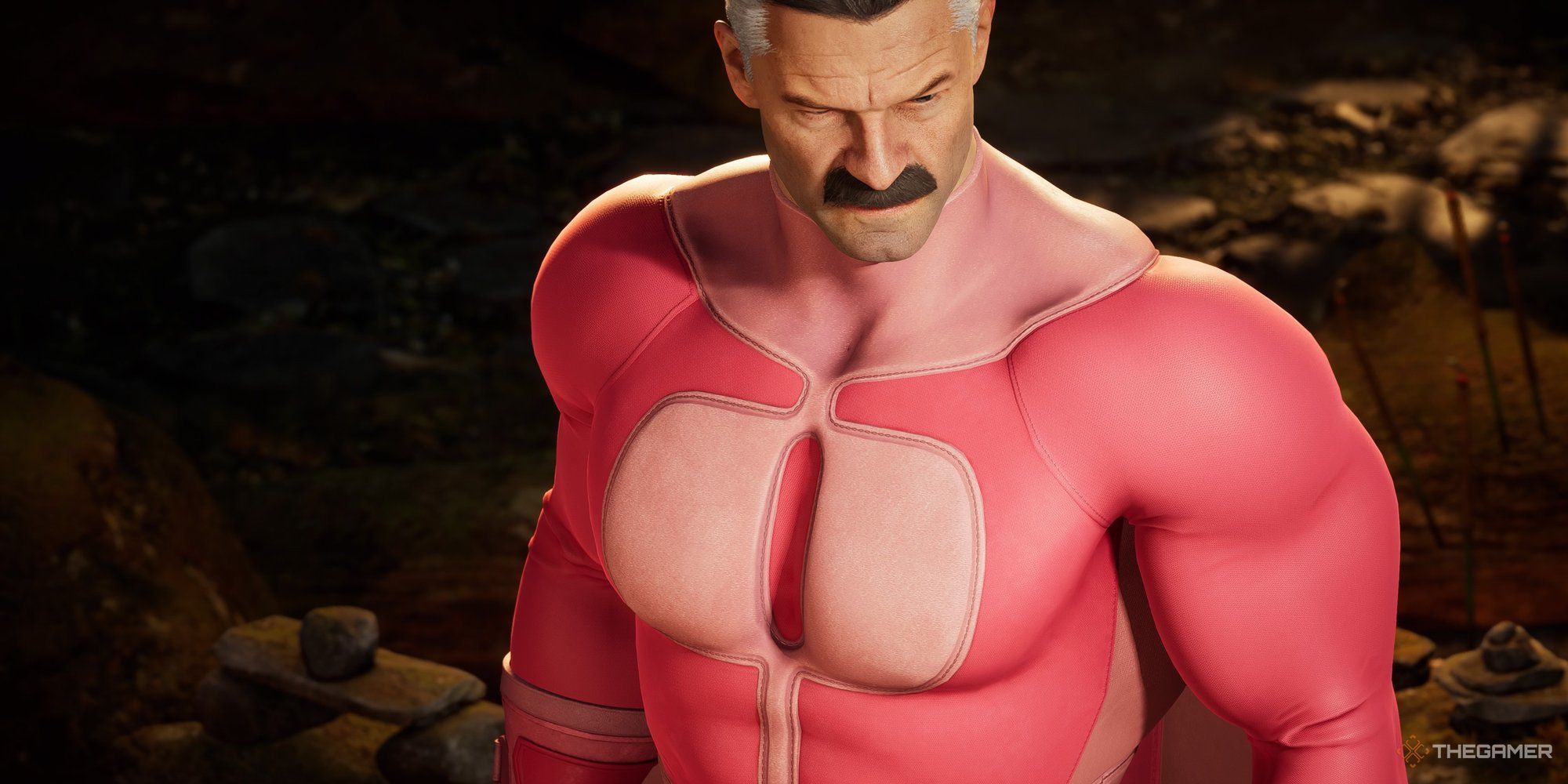 Omni-Man from Invincible wearing a pink version of his outfit in Mortal Kombat 1