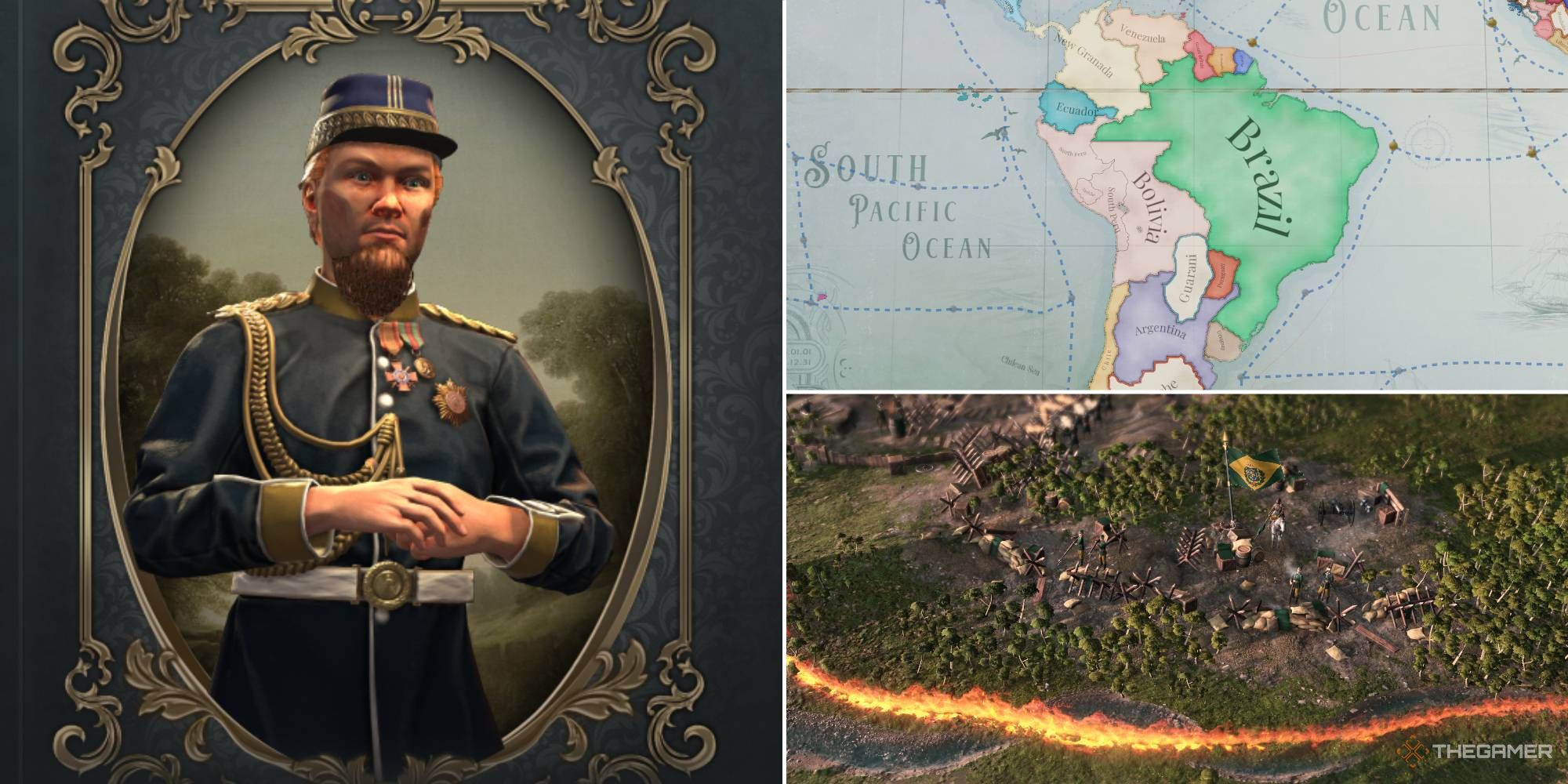 A Brazilian general, map, and battlefield in Victoria 3