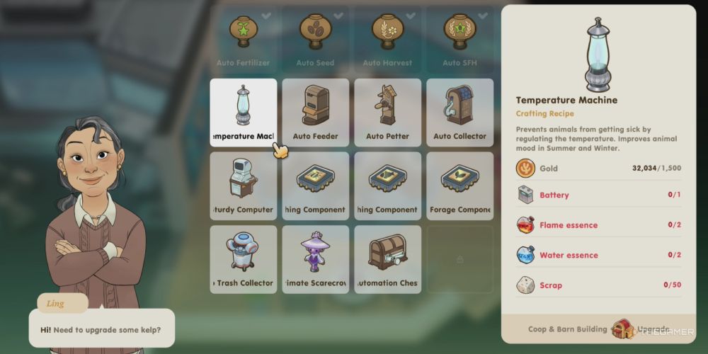 Coral Island: Buying advanced equipment recipes from Ling