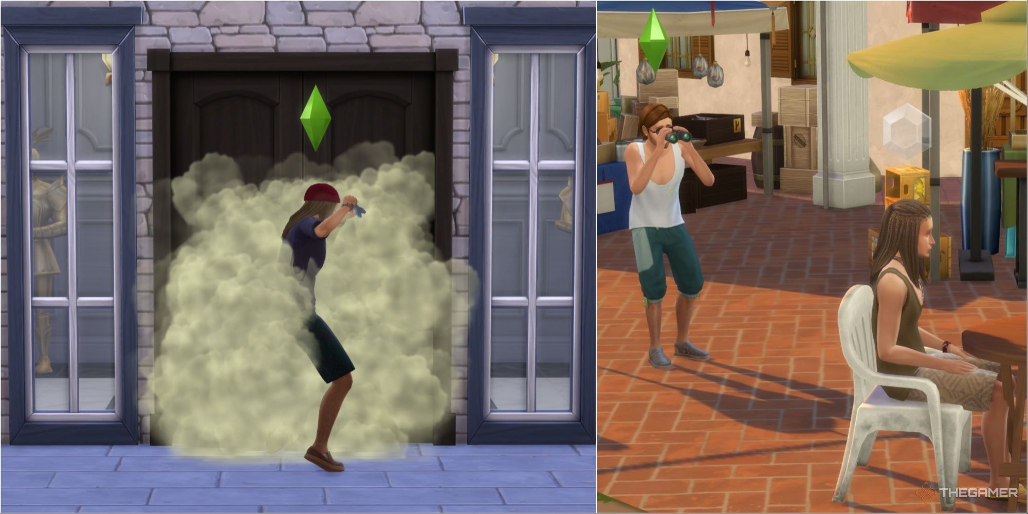 a sim breaking into judith ward's house, and a sim spying on another in tomarang the sims 4 for rent seeker of secrets aspiration
