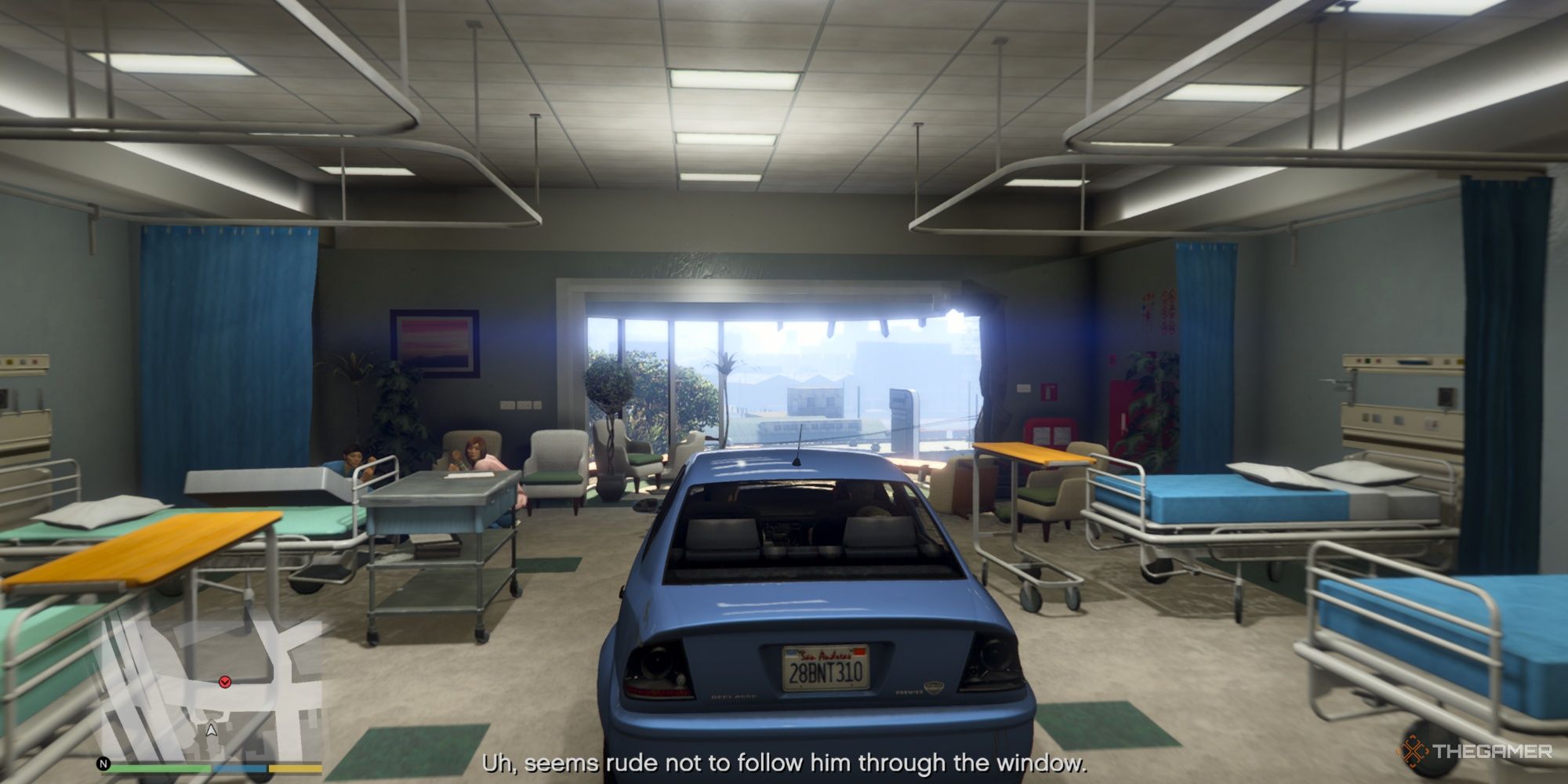 Trevor going through a wrecked hospital in GTA5