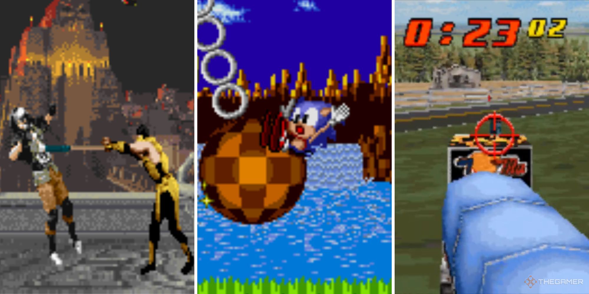 Left: Mortal Kombat Advance. Centre: Sonic the Hedgehog's GBA port. Right: Big Mutha Truckers GBA port.