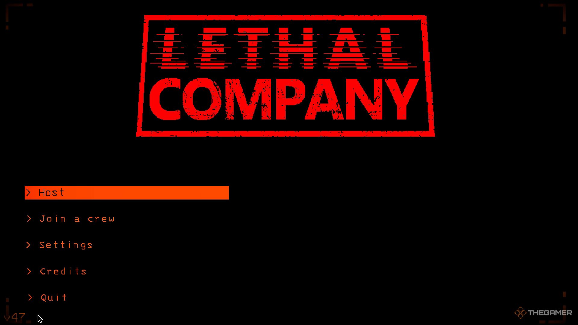 A screenshot from Lethal Company showing the v47 beta screen