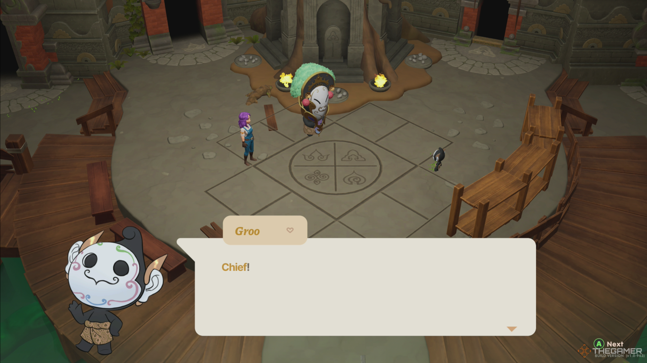 Coral Island: Standing in Cavern Entrance with Chieftain and the Wind Giant after freeing him
