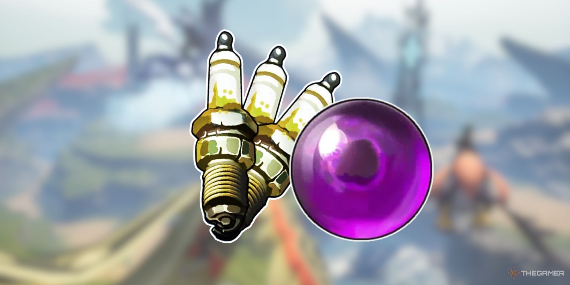 Palworld blurred background with Ancient Civilization Parts and Precious Dragon Stone in the foreground