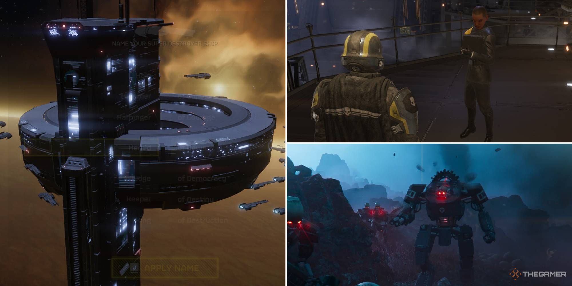 SEAF Command, the interior of a Super-Destroyer, and an army of Automatons in Helldivers2