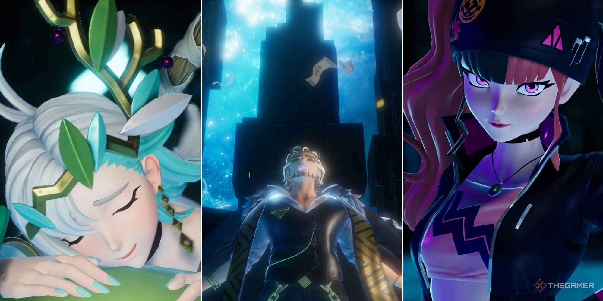 Palworld collage showing faction bosses Lily, Marcus and Zoe