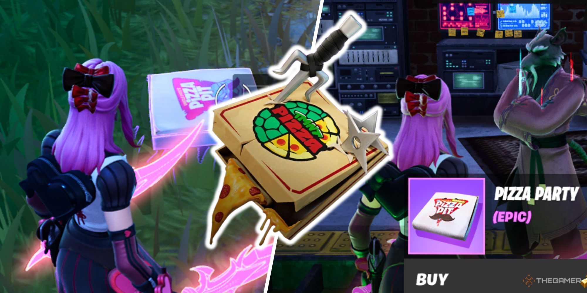 pizza party split image from fortnite 
