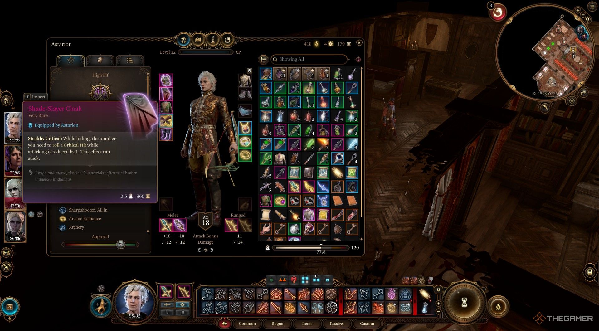 Astarion inspects the Shade-Slayer Cloak for Minthara&rsquo;s use in Baldur&rsquo;s Gate 3.