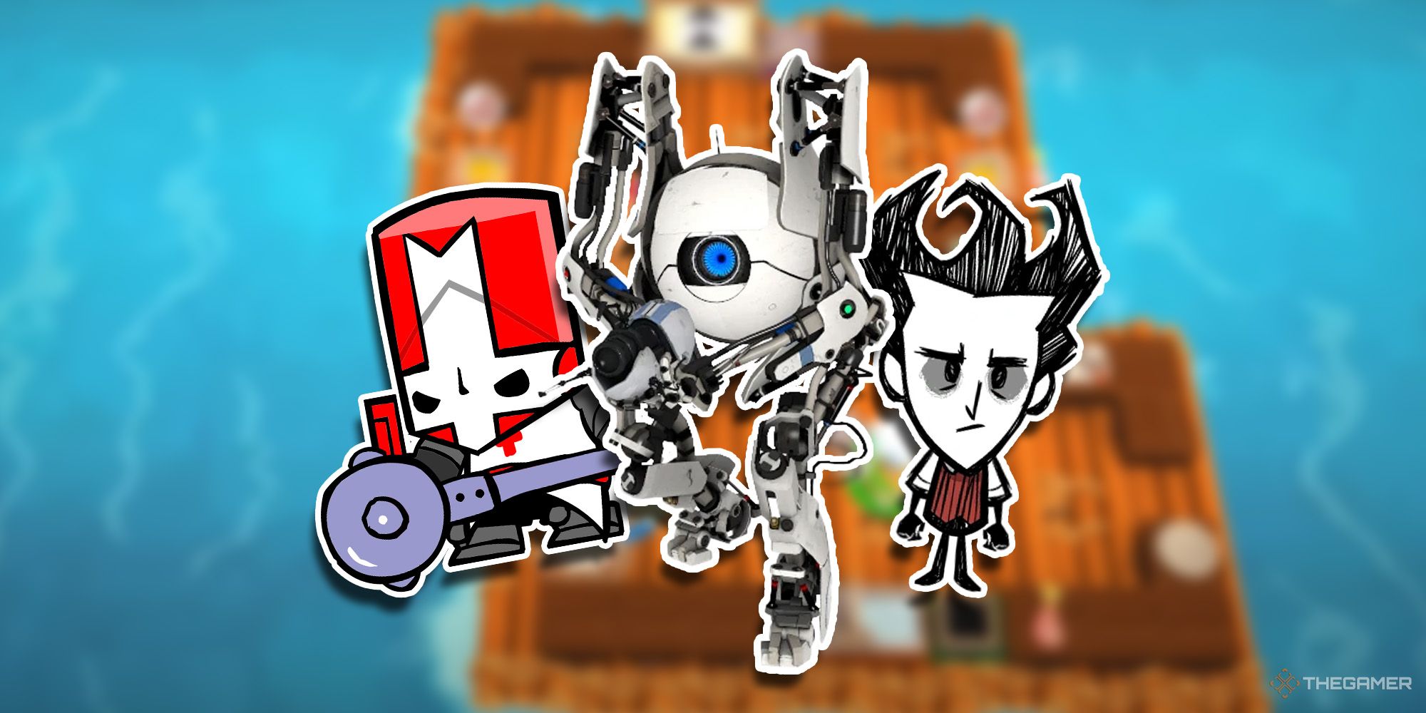 The Knight from Castle Crashers, Atlas from Portal 2, and Wilson from Don't Starve Together