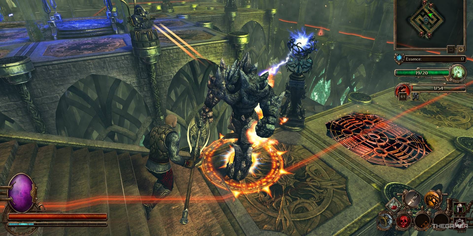 Image from the Tower Defense game Deathtrap showing multiple towers automatically attacking an enemy