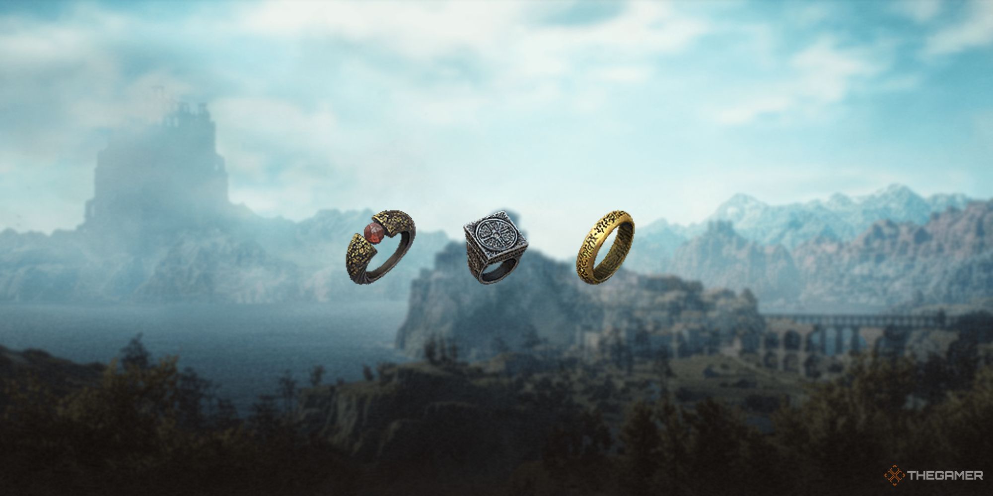 A Feature Image from Dragons Dogma 2 of three of the rings you can collect throughout the game.