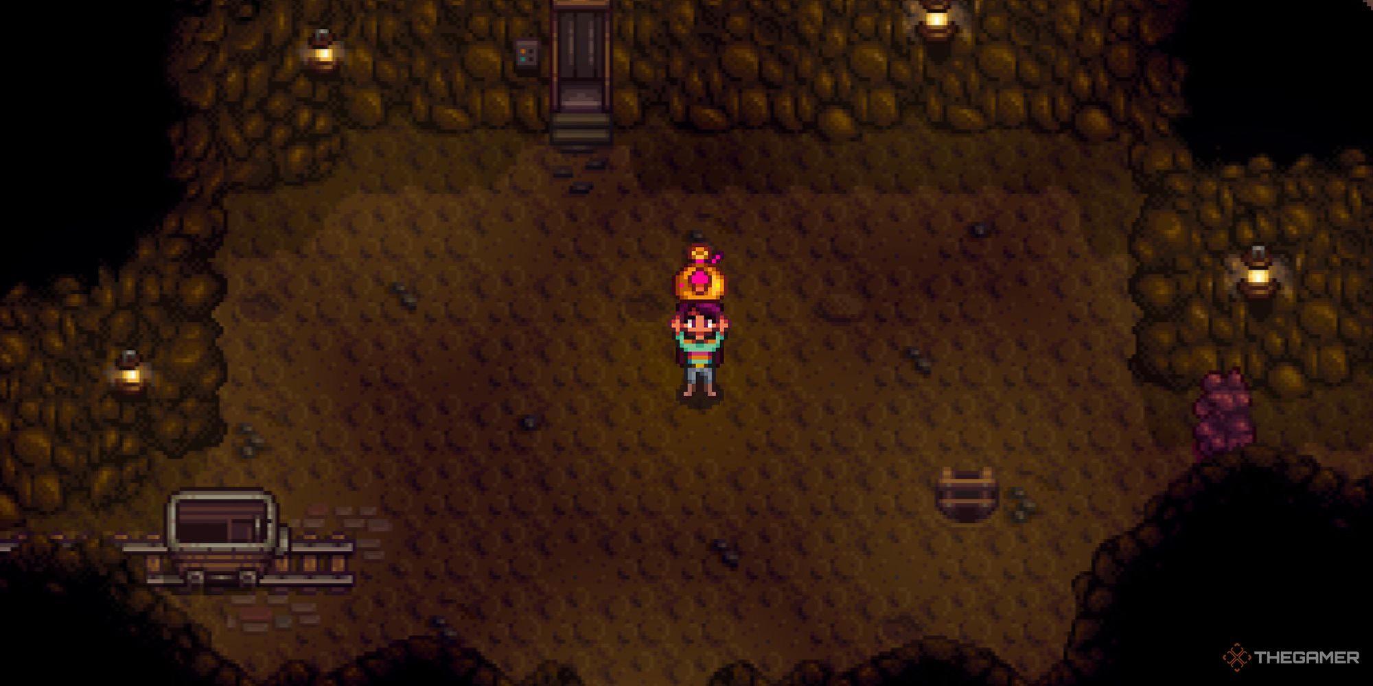 Stardew Valley Farmer که دارای کلاه های ماگما خشک است.