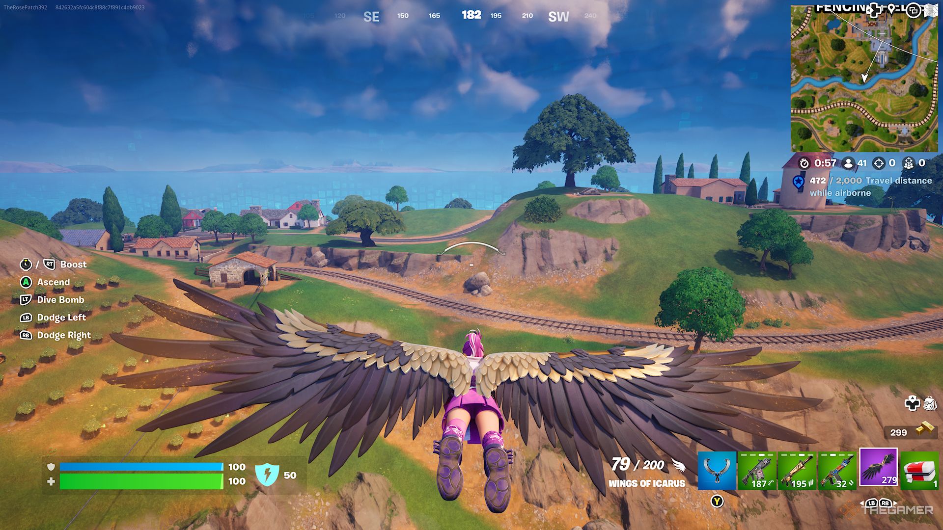 Flying in Fortnite Chapter 5 Season 2 with the Wings of Icarus