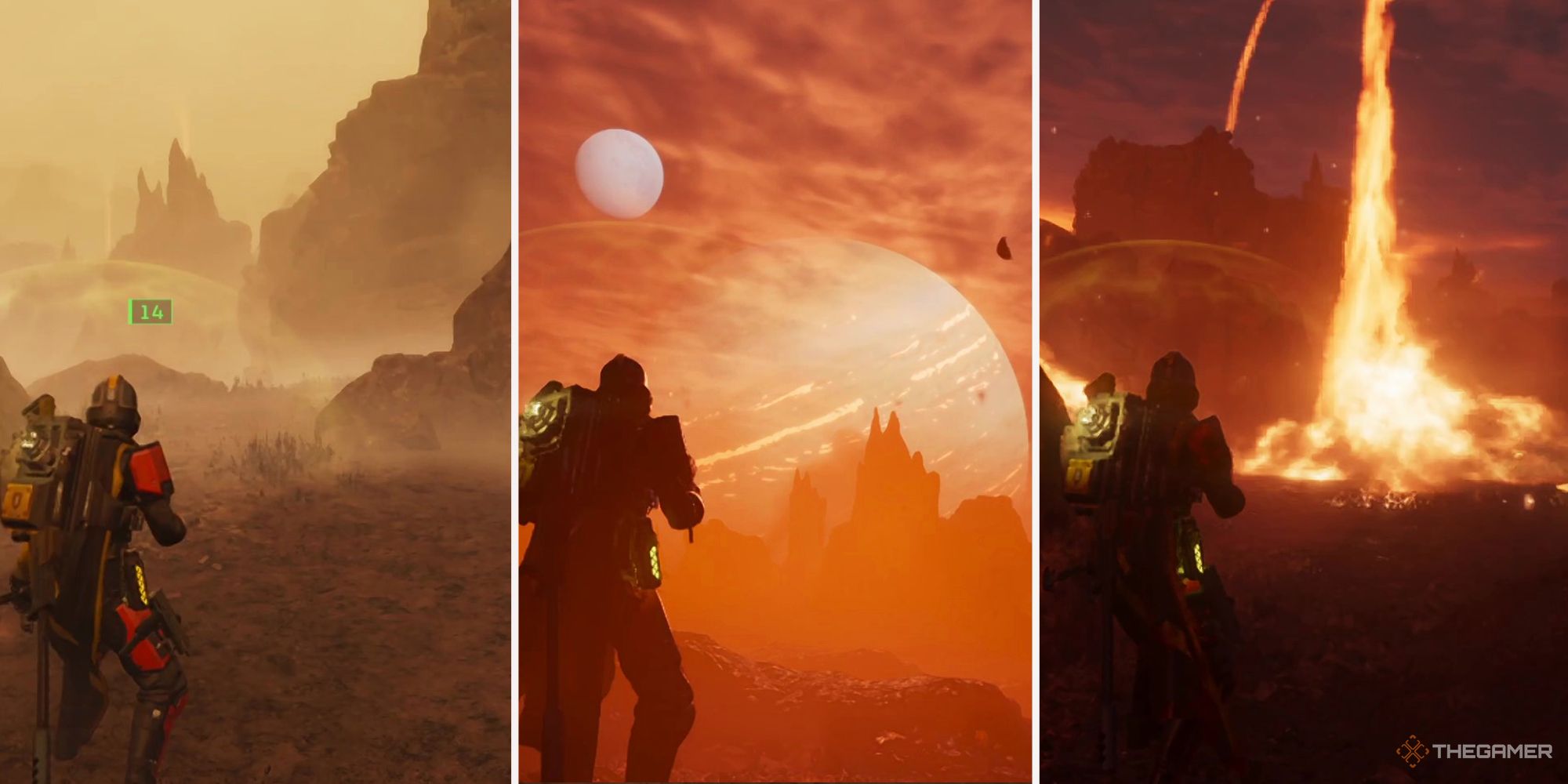 Several scenes from the fiery and rocky planet Hellmire.