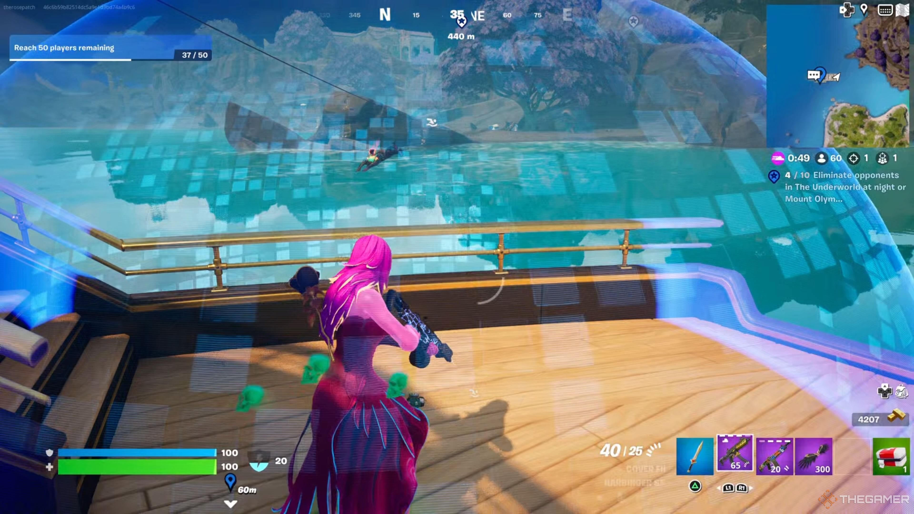 Using a shield bubble Jr in Fortnite Chapter 5 Season 2 for one of the Week 3 quests.