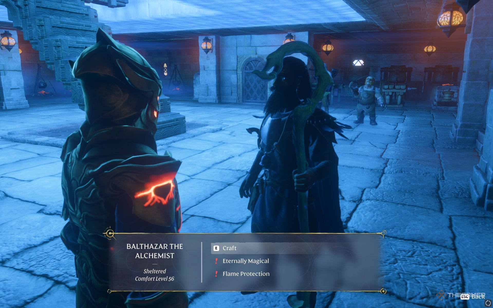 Interacting with Balthazar The Alchemist for Athanor in Enshrouded