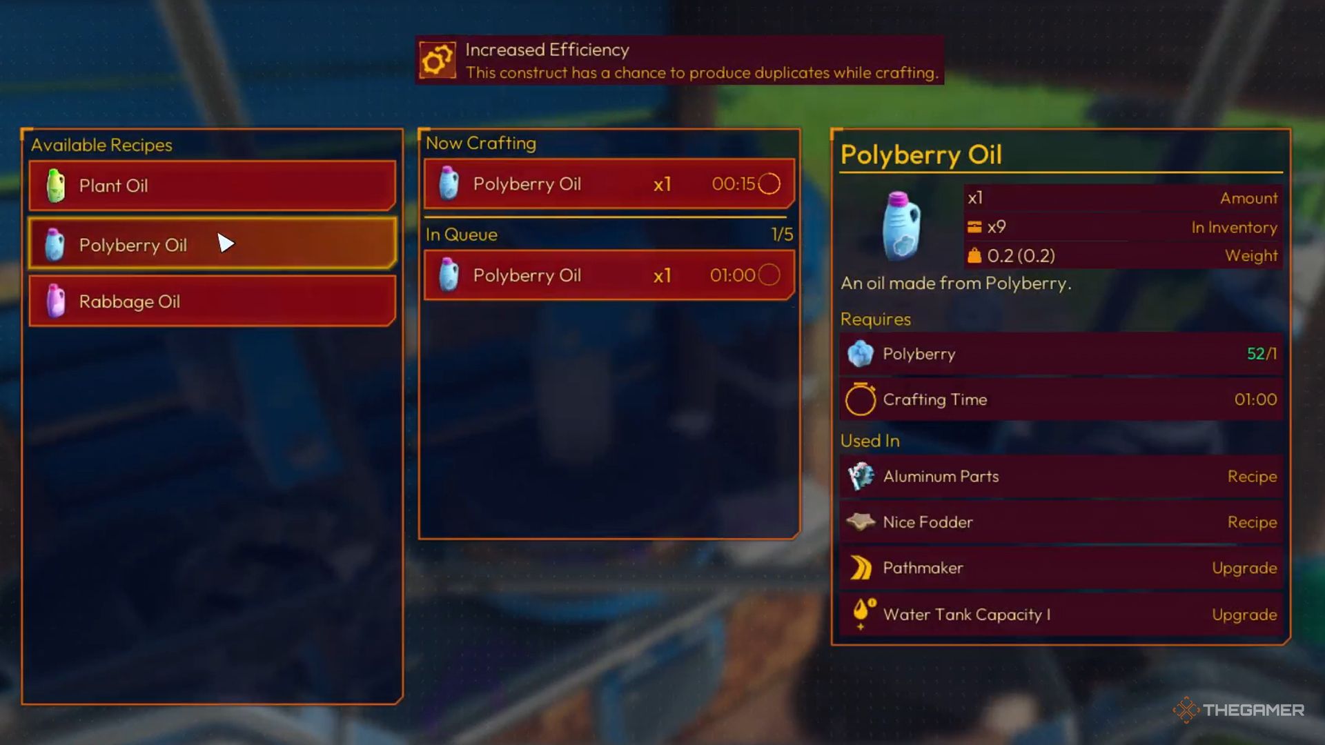 Lightyear Frontier crafting oil